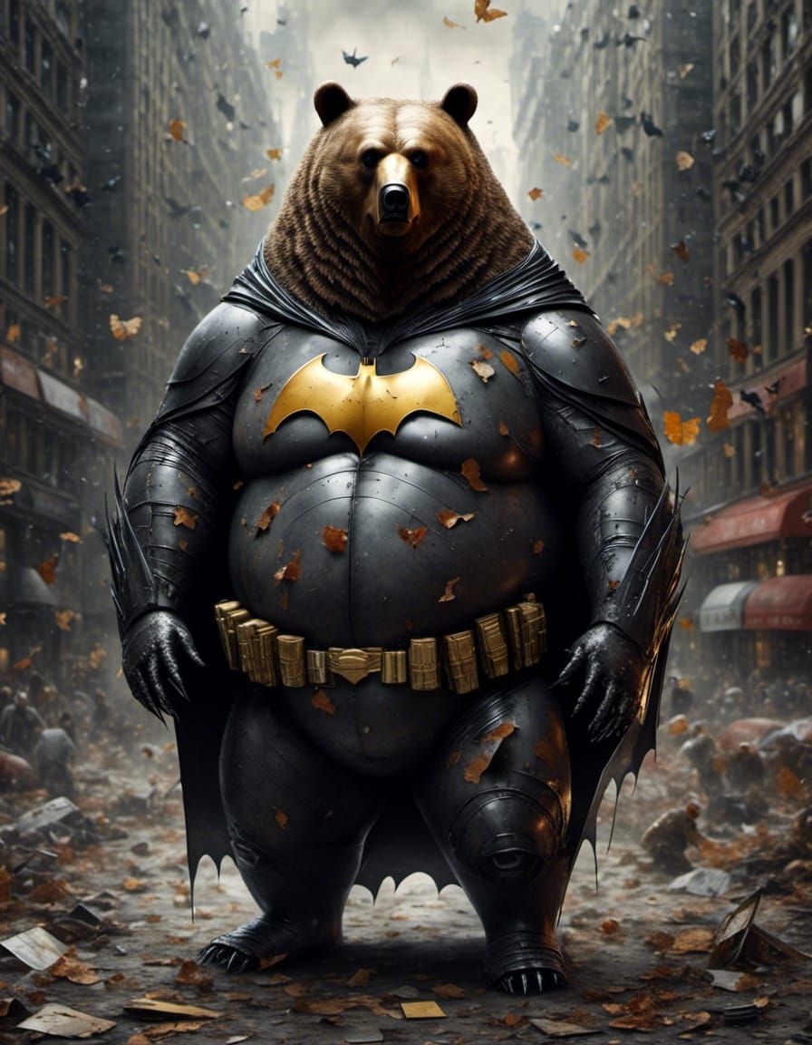 Portrait: "Obese Bear Batman":- <lora:BearZStatV2:1.0> 