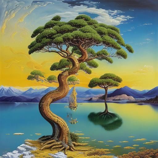 Squirrel in Snowy Forest with Golden Light, Impasto Painting