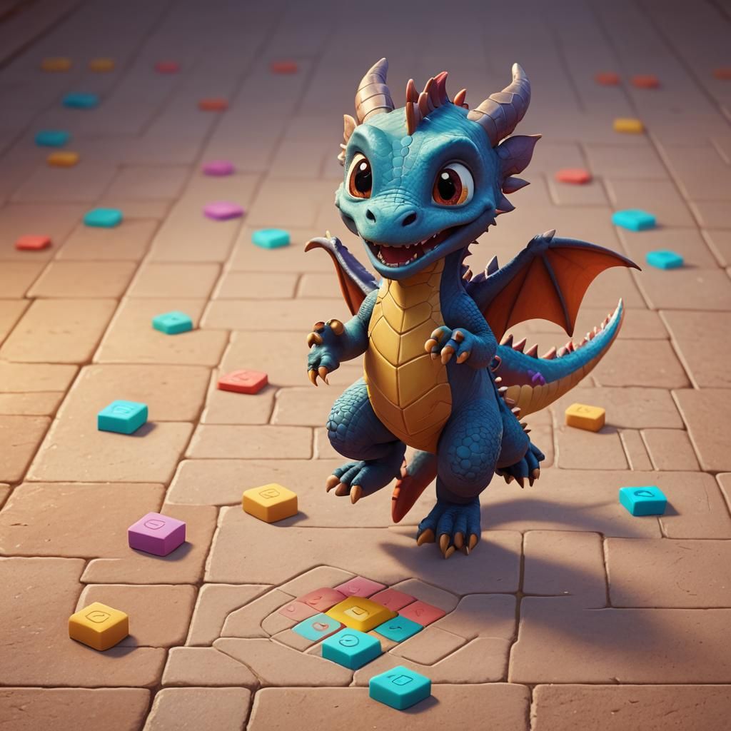 adorable baby dragon, Dragon Hop-Scotch