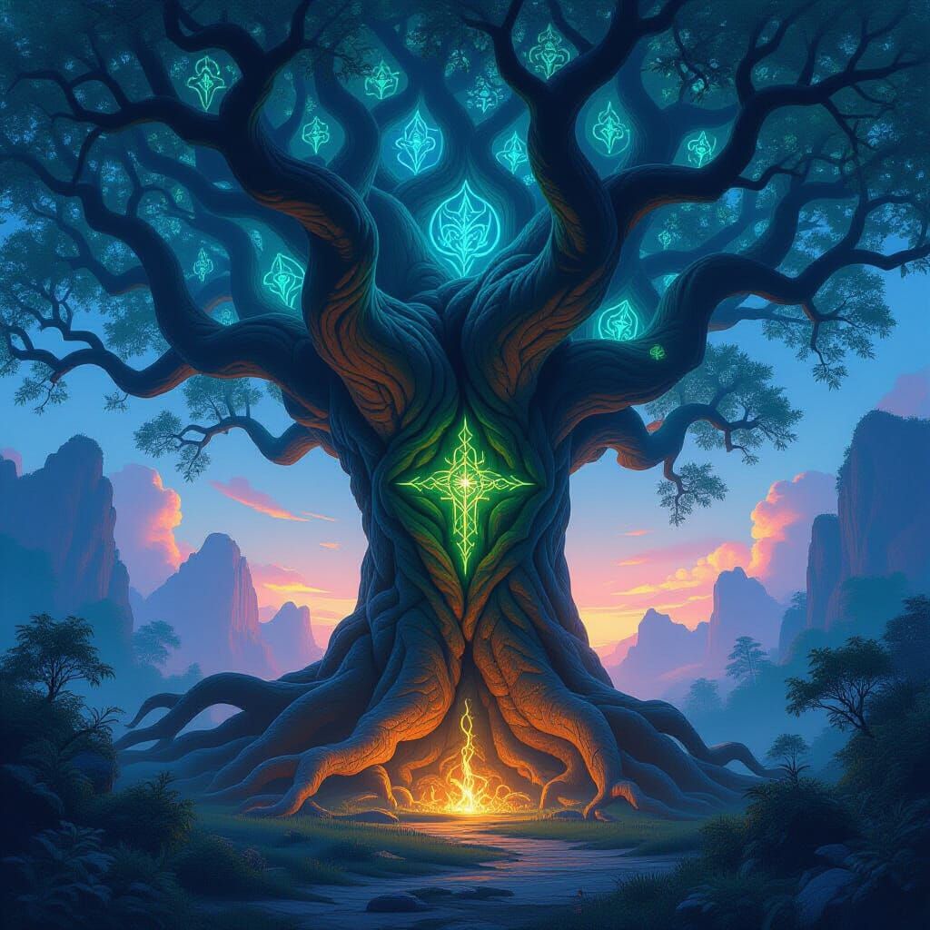 The Rogue Warrior protects the colossal, ancient Rune tree. - Start Image 1