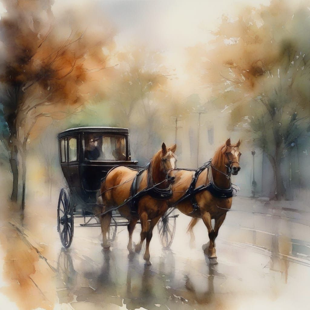 2 Person Carriage in the Fog  by @ArtMew94