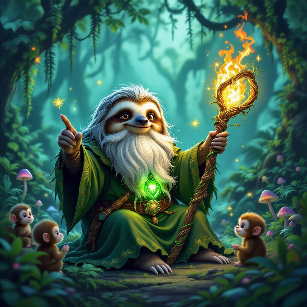 Mystical Sloth Wizard Does Magic


