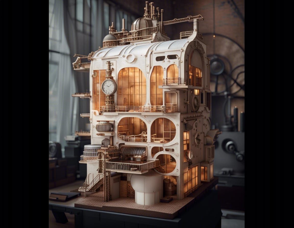 Model of a steampunk factory