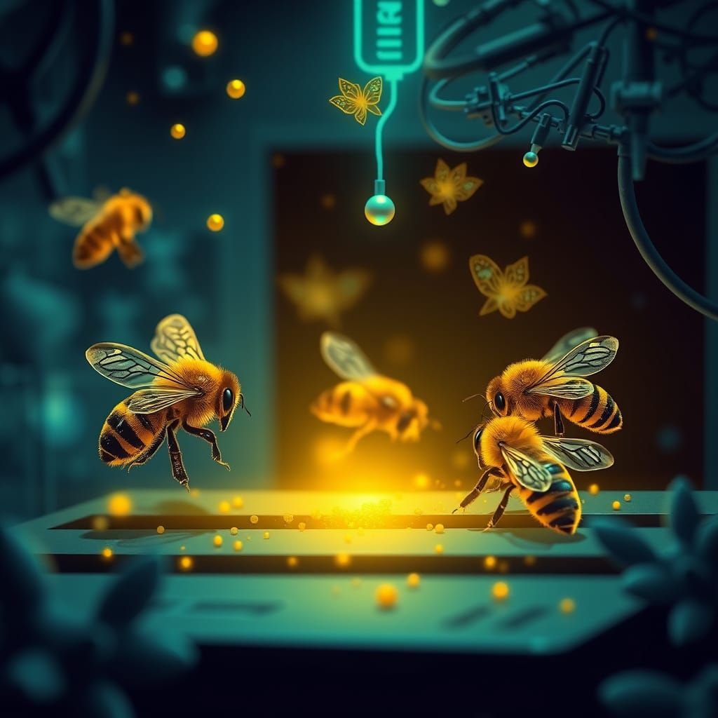 Cyber bees in their cyber hive   by @JR