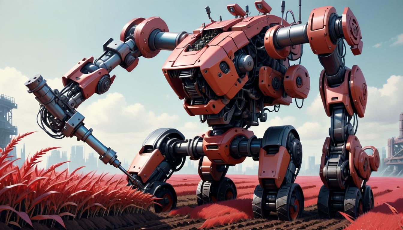 Installing a Missing Piece in a Mecha-Harvester-Painting-Bio...