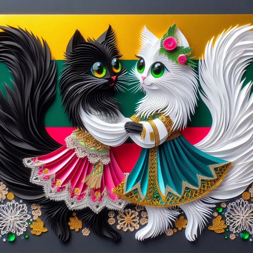 Happy couple of dancing cats 15