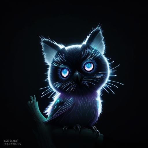 Cuteness overload, neon pink and purple glowing, fairy lights, X-ray, contoured, surrealism, close up photography by Shaddy of a close up cu...