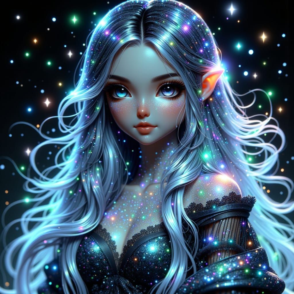 <lora:Triadic Stylecta Fx:1.0>, Portraiture of ethereal frost snow-covered woman, auroral luminescence infused in delicate facial features, ...