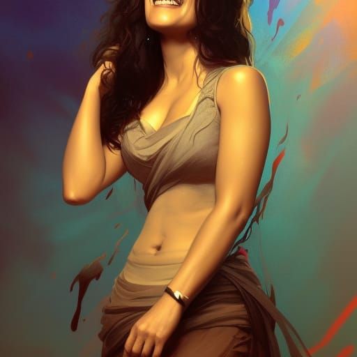 Beautiful alluring (unclad 1.5) girl Salma Hayek, big boobies - AI  Generated Artwork - NightCafe Creator