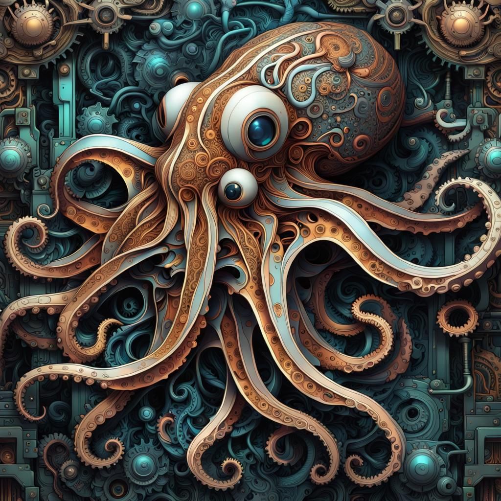 Steampunk mechanical octopus - AI Generated Artwork - NightCafe Creator