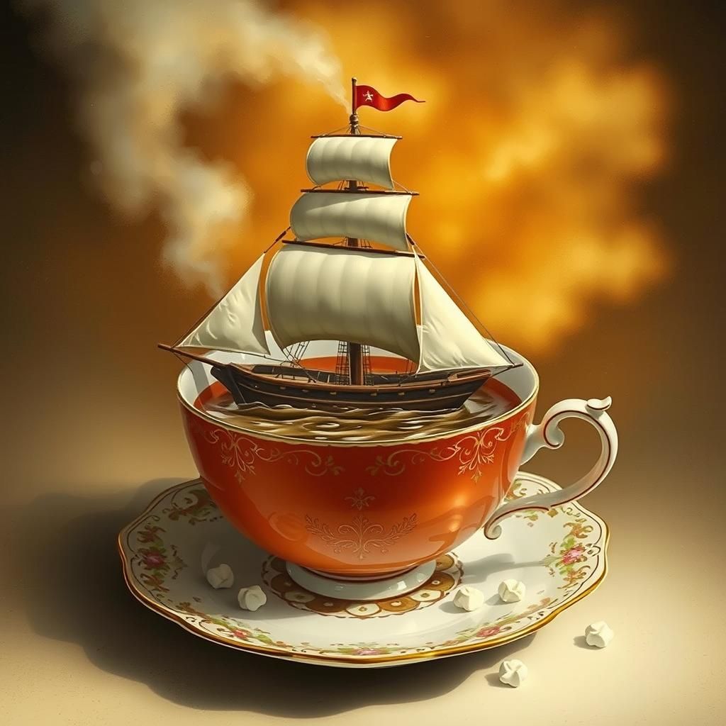 sailing ship in a teacup