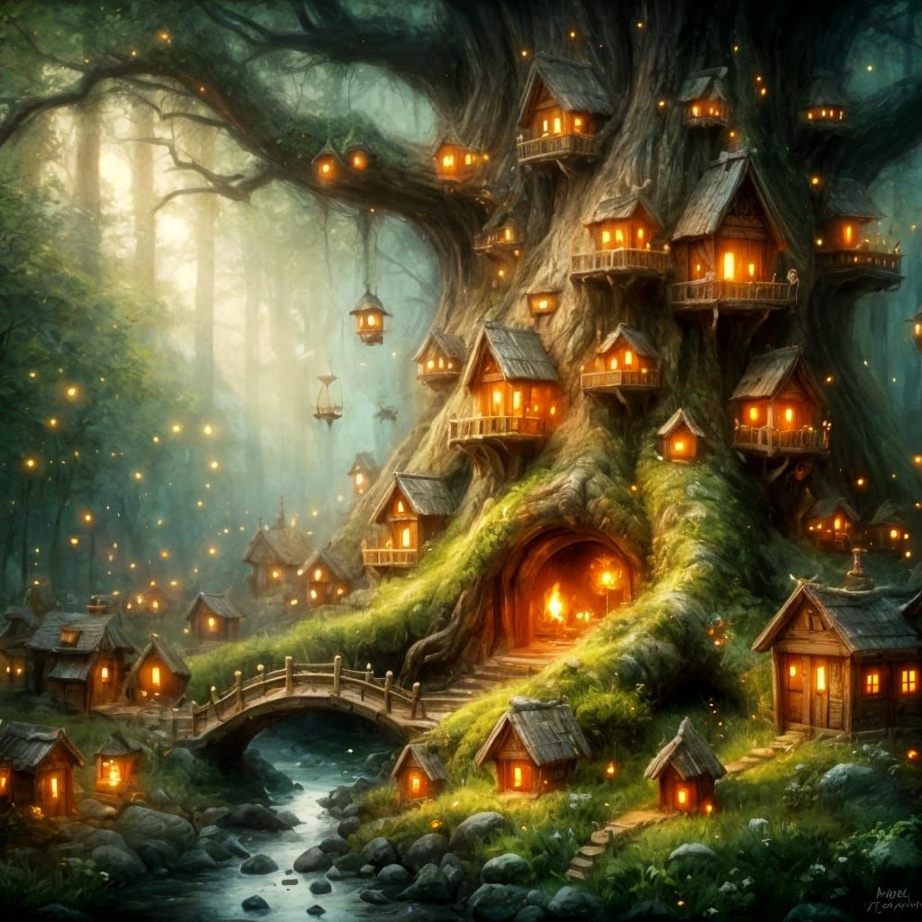 fairy village tree