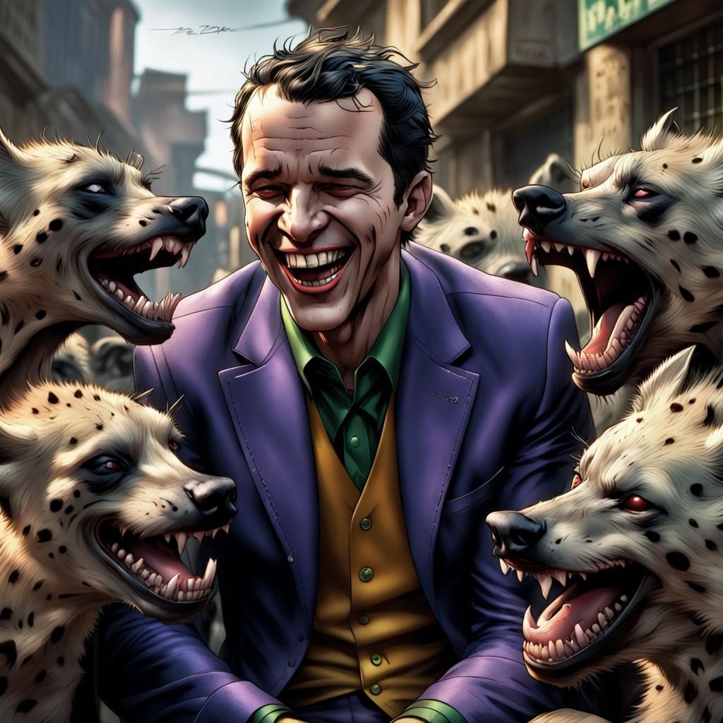 tim drake laughing with hyenas, joker junior. - AI Generated Artwork