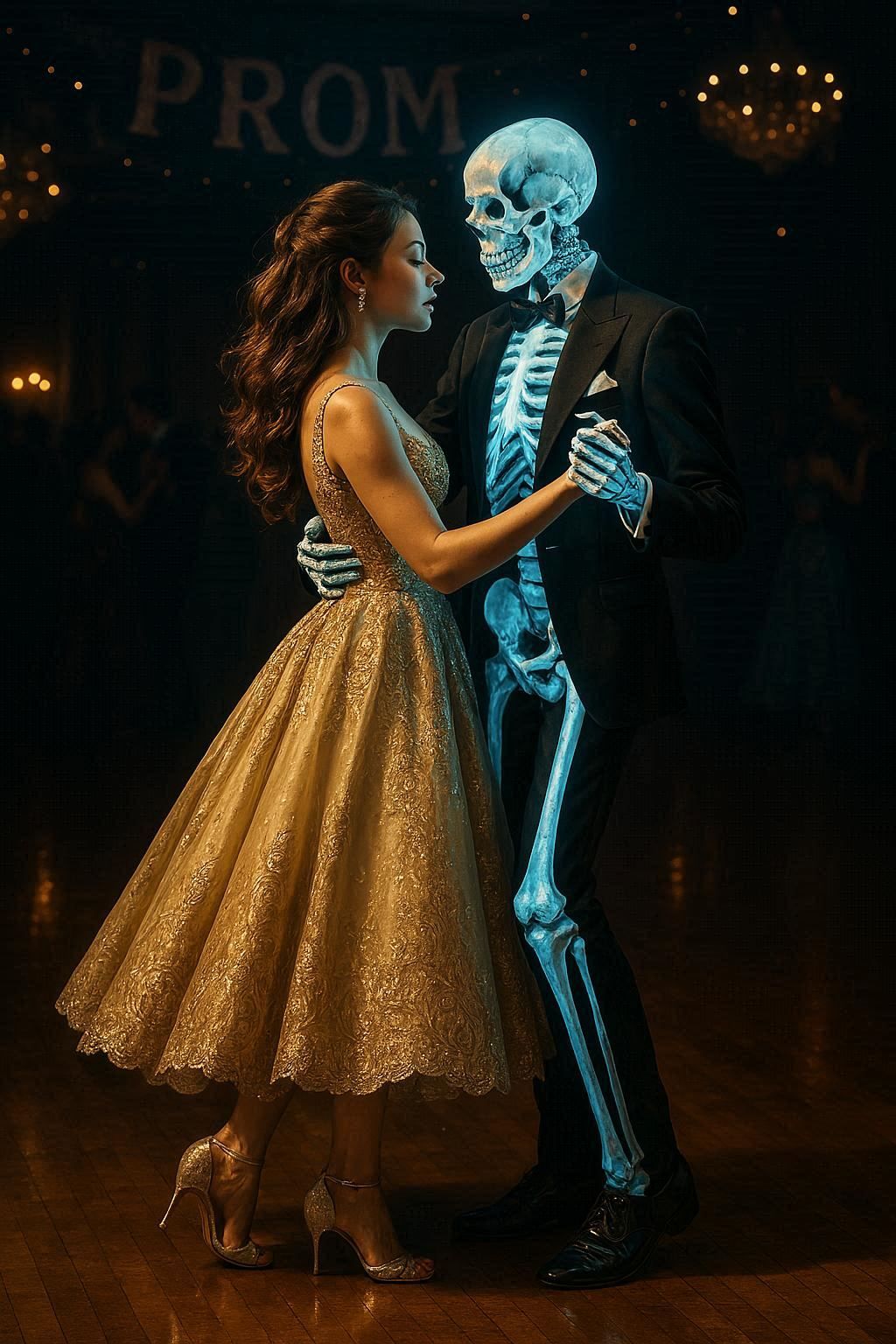 Prom dance with skeleton