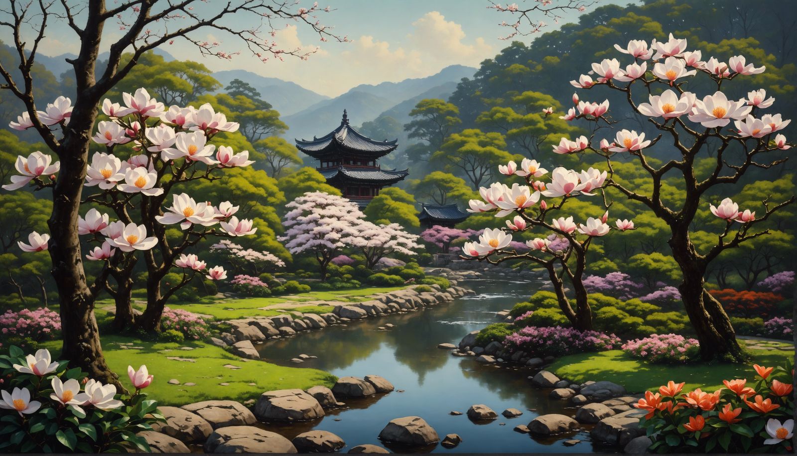 blooming magnolias