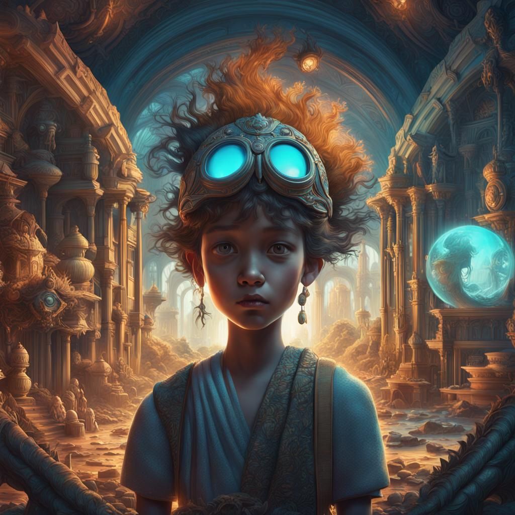 Mandelbulb in Ghibli Style, Art Deco Expressionism