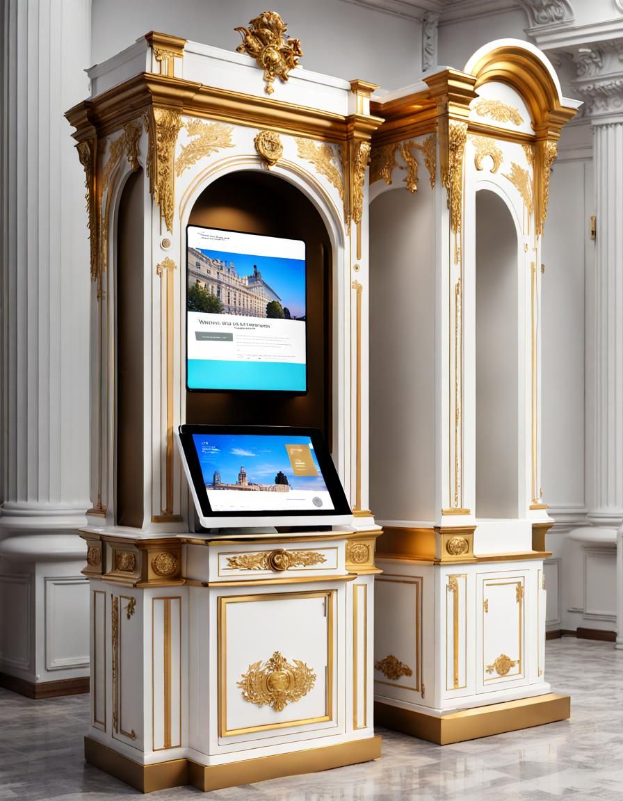 Info kiosk white with golden furniture Napoleon style