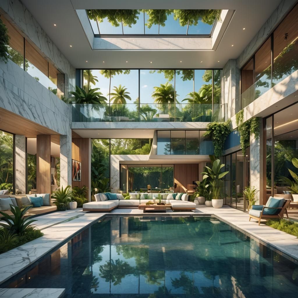 Luxury Villa Design with Natural Light, Digital Art