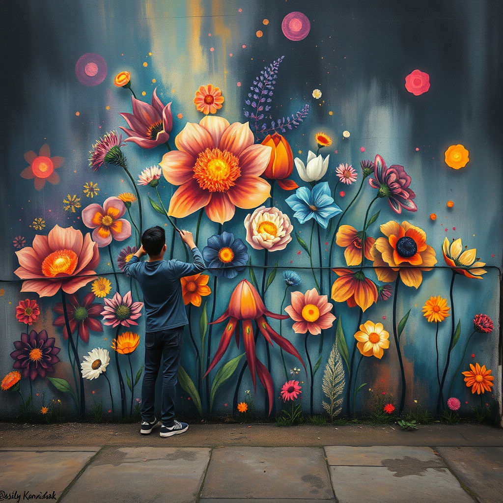 Flower street art