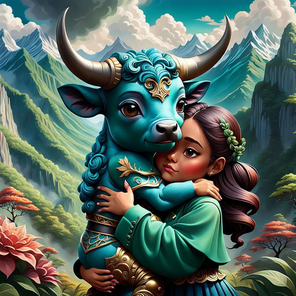 A girl and her Minotaur  by @DannySinns