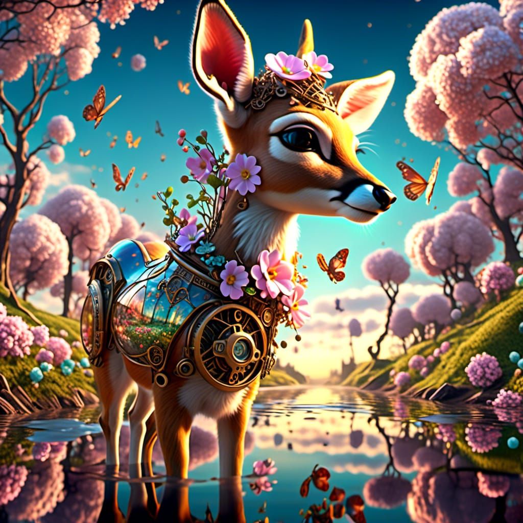 Steampunk Fantasy Spring Fawn