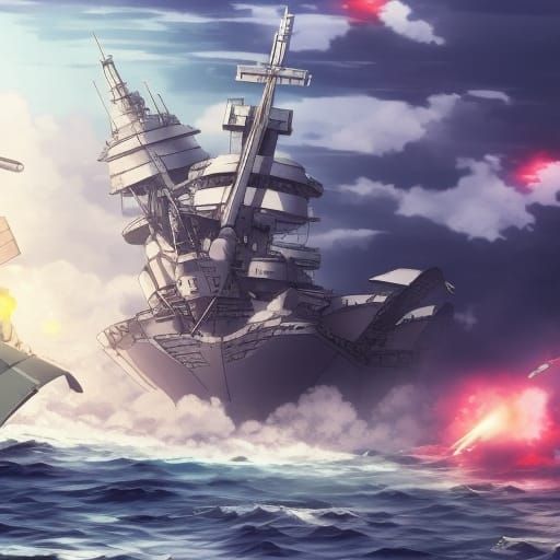 Battleship Emerges Victorious in Anime Style