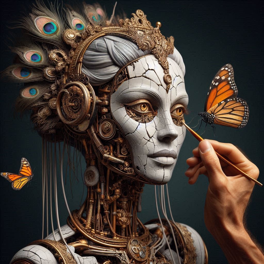 Semicyborg porcelain bride