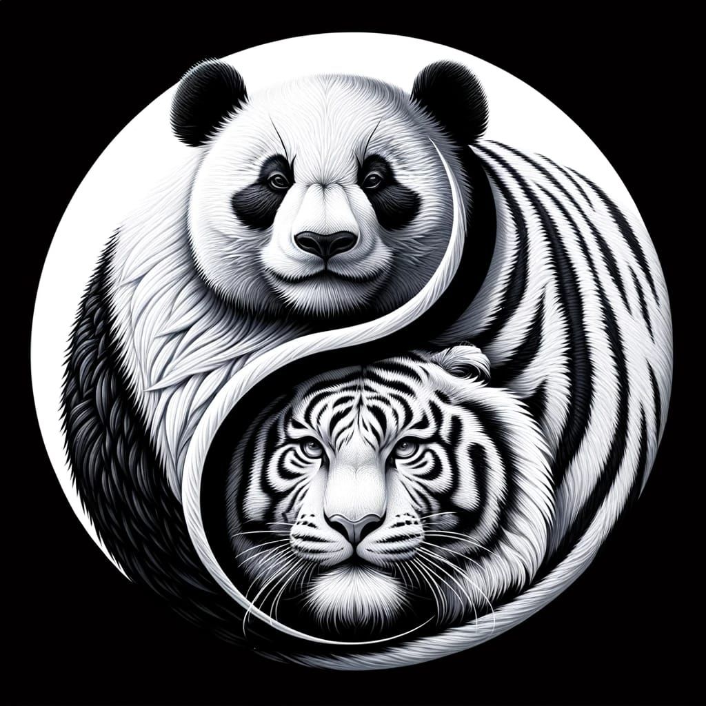 black and white panda tiger