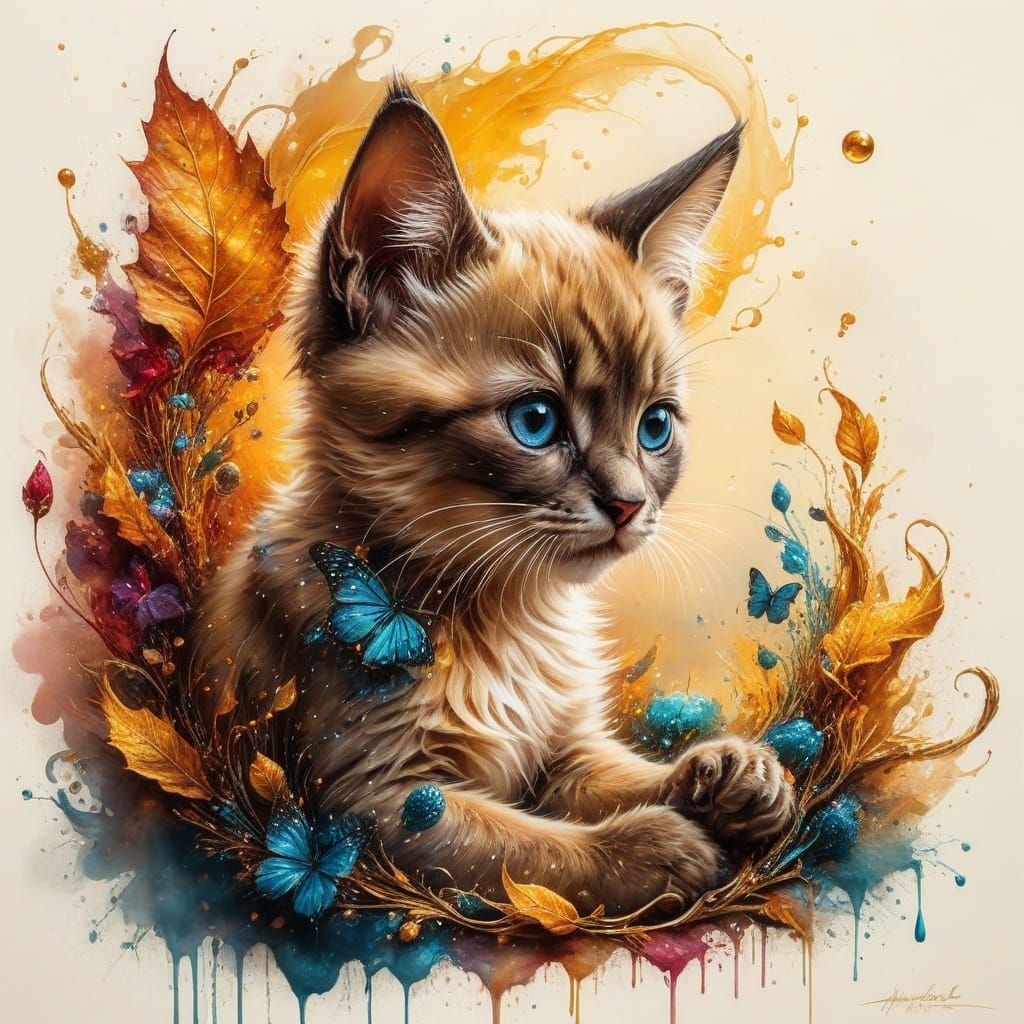 Golden Ink splash baby Siamese