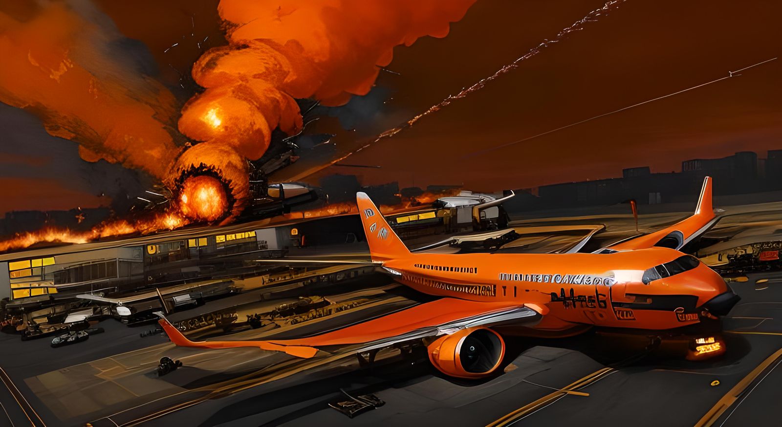 Bright orange flamed airport catastrophe  by @ Ray Ray Intervention Needed