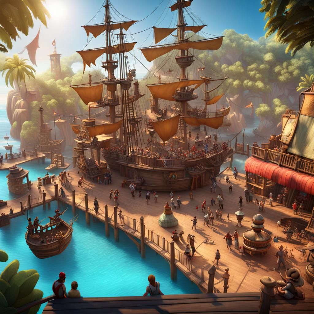 A pirate theme park where guests can watch pirates perform acrobatics ...