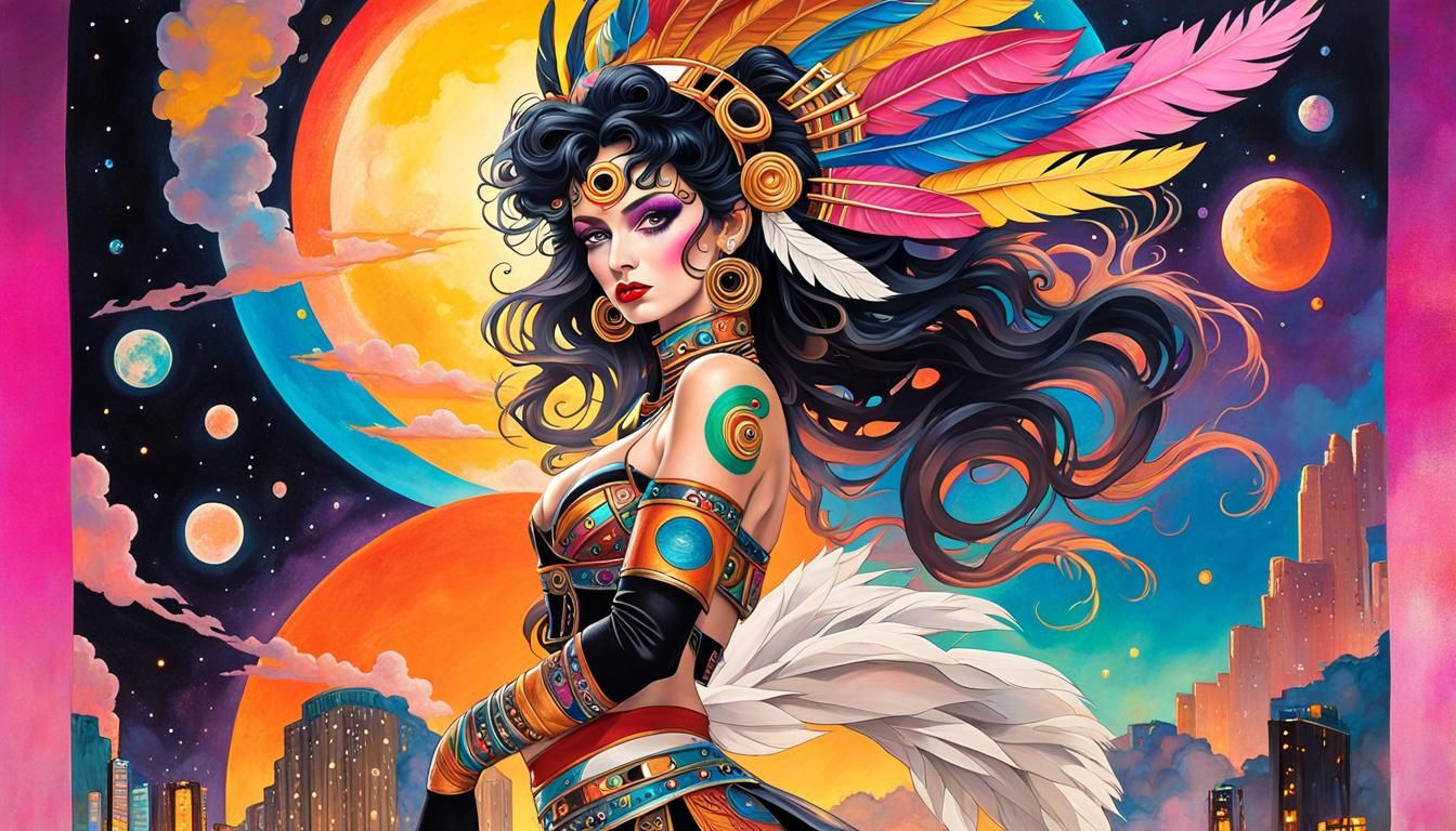 (80s anime style:1.5) (gustav klimt style:3.0) (tattoo:3.0) ...