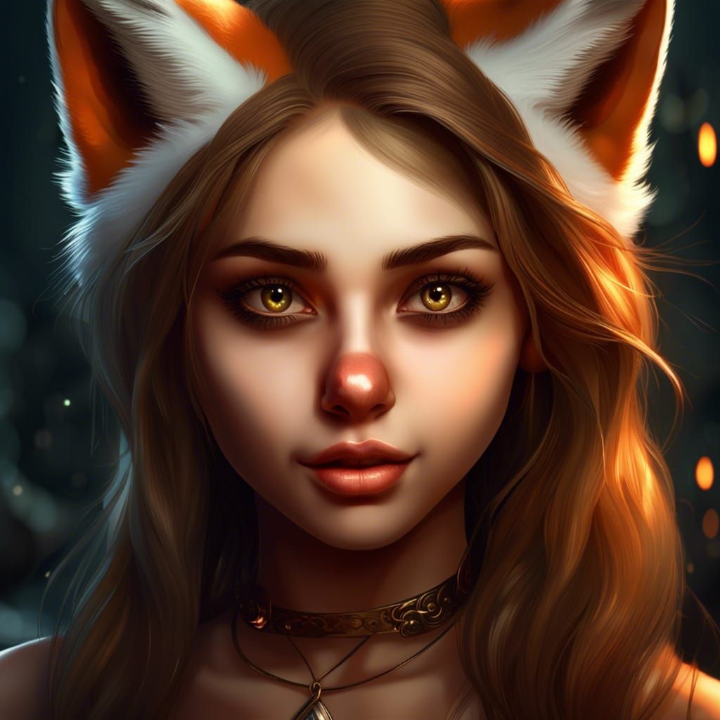 Cute Fox Girl - Ai Generated Artwork - Nightcafe Creator