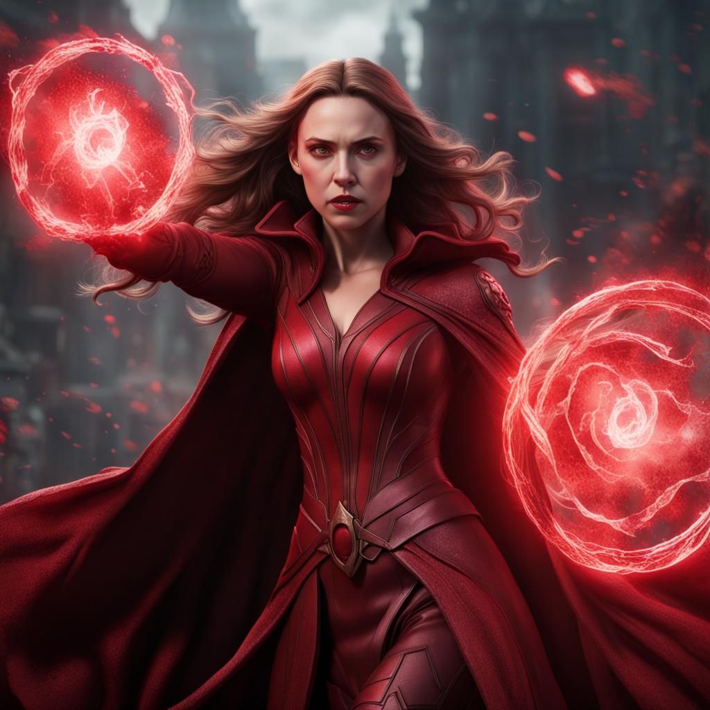 Wanda Maximoff, Scarlet Witch, battle pose, using chaos magic, 12th ...