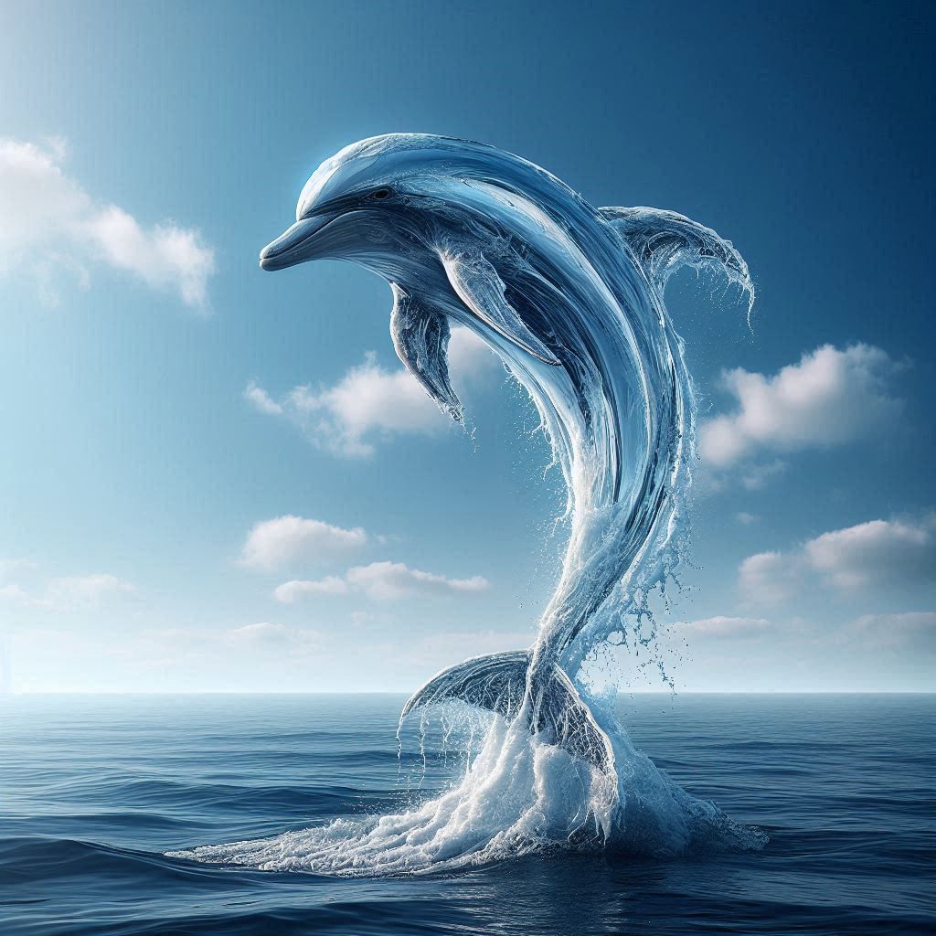 Water elemental as Dolphin by DALL-E 3