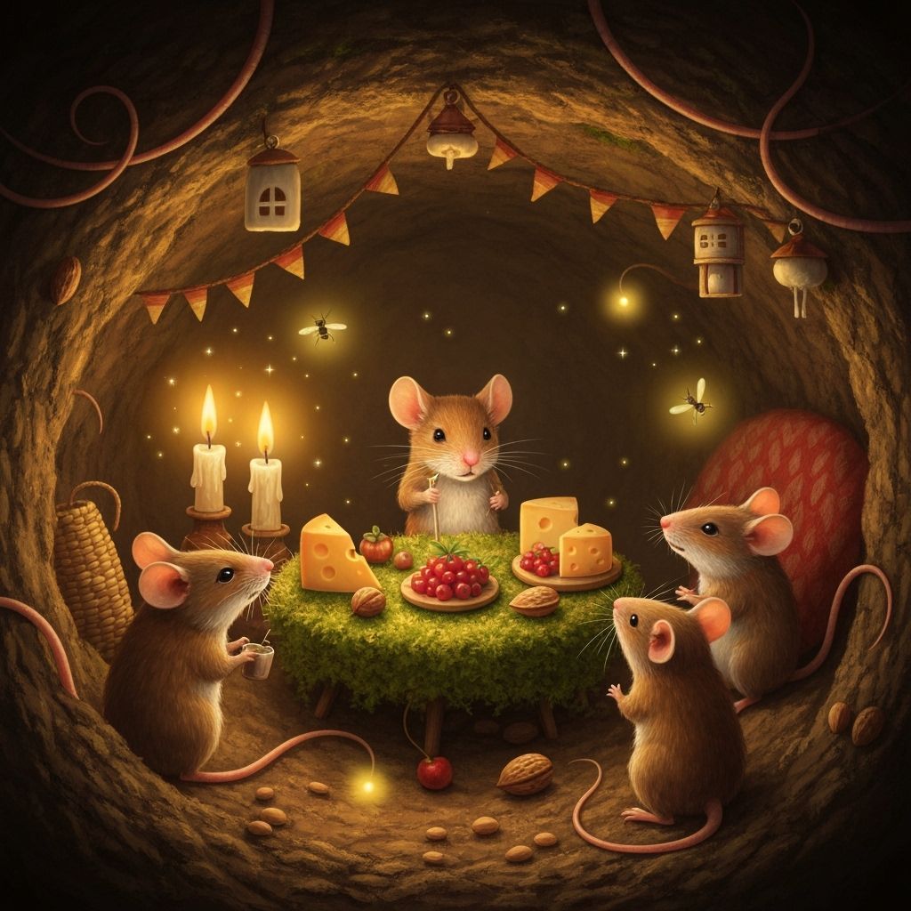 Mäuse feiern "Thanksgiving" in einem gemütlichen Bau  by @EHACKMANN 