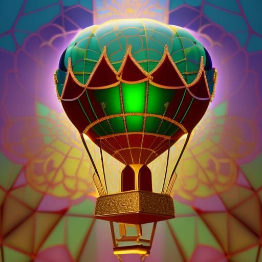 photograph of gold filigrhot air balloon