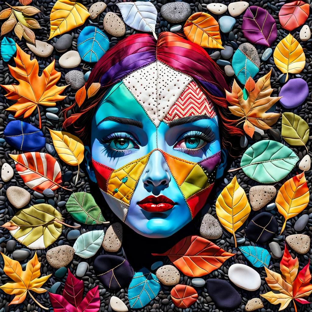 3d, colorful cloth patchwork, photorealistic, vivid colors art installation with Surreal embellished ...  by @Murray Love