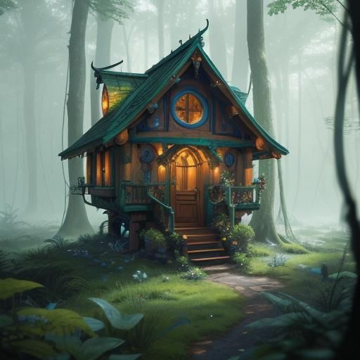 Tiny fairy house covered in real diamonds and colorful gems