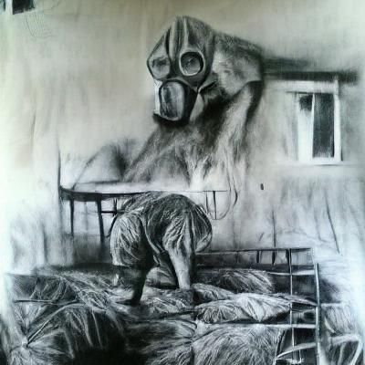 Wake Up in Chernobyl charcoal drawing