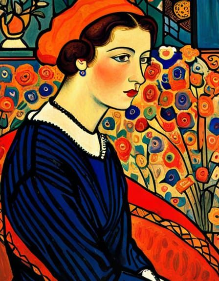 a woman, by József Rippl-Rónai, Amazing, Deep colors, Vibran...