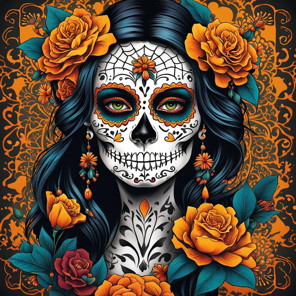 evocative scene centered around a Day of the Dead.
