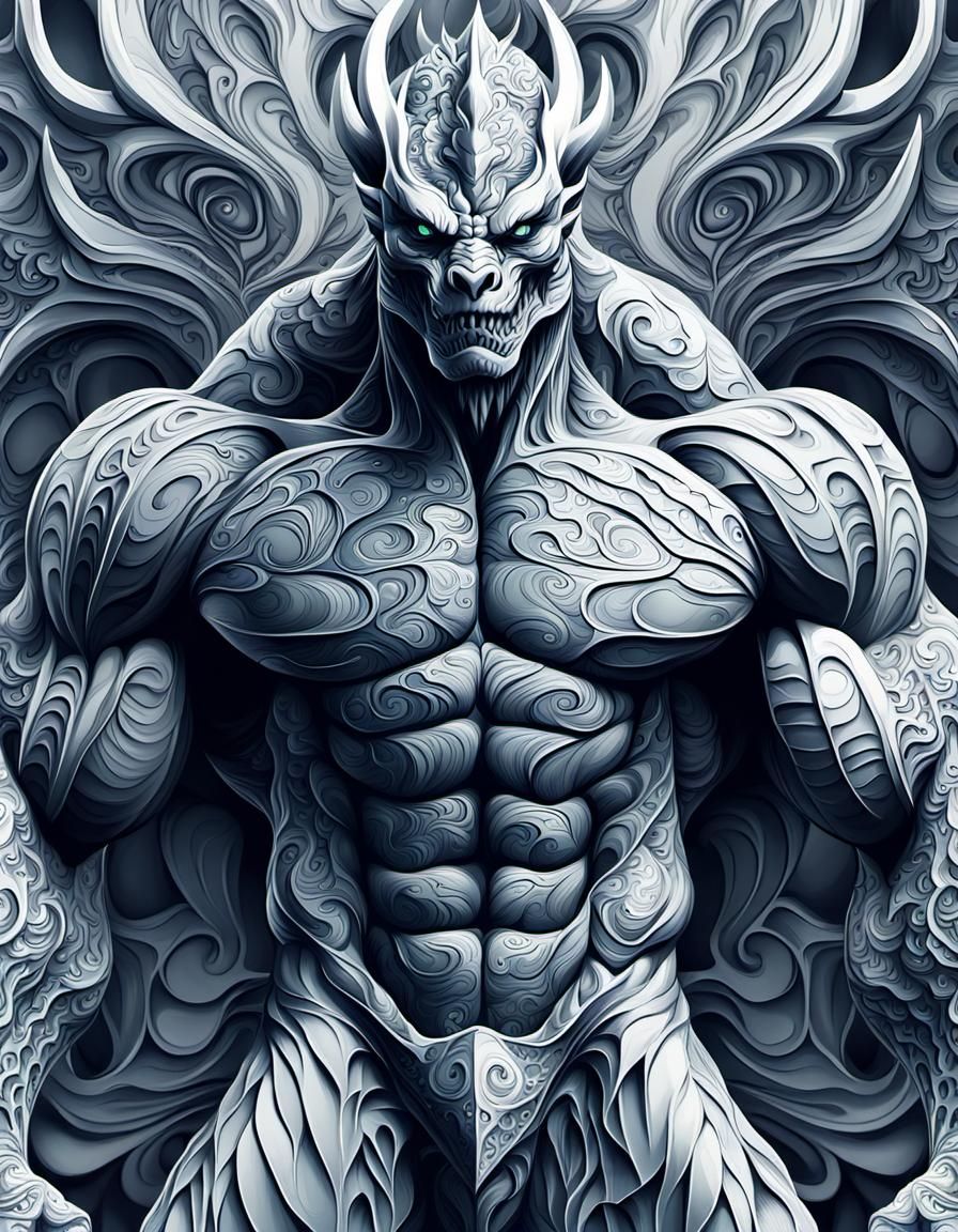 monster dragon massive muscular muscle man
