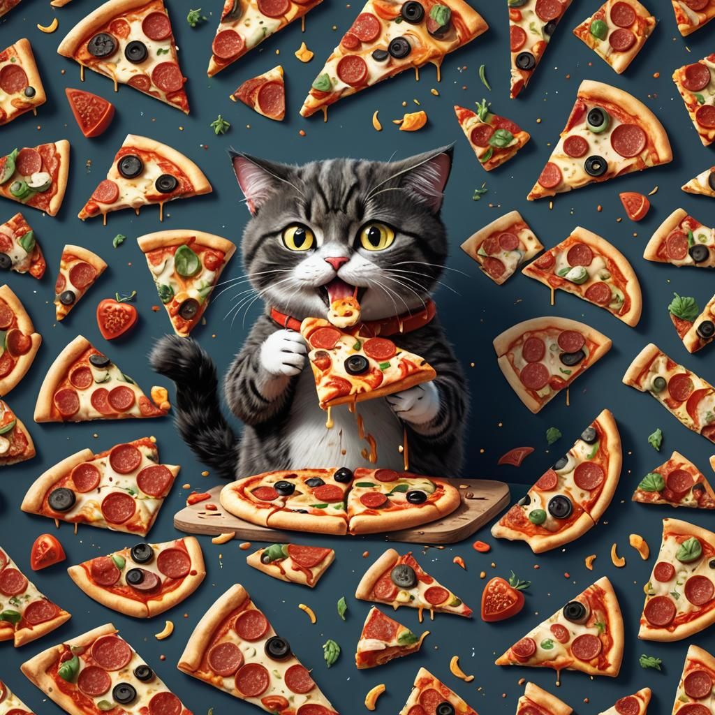 this cat likes pizza