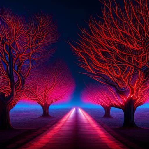 A Neon Road - Ai Generated Artwork - Nightcafe Creator