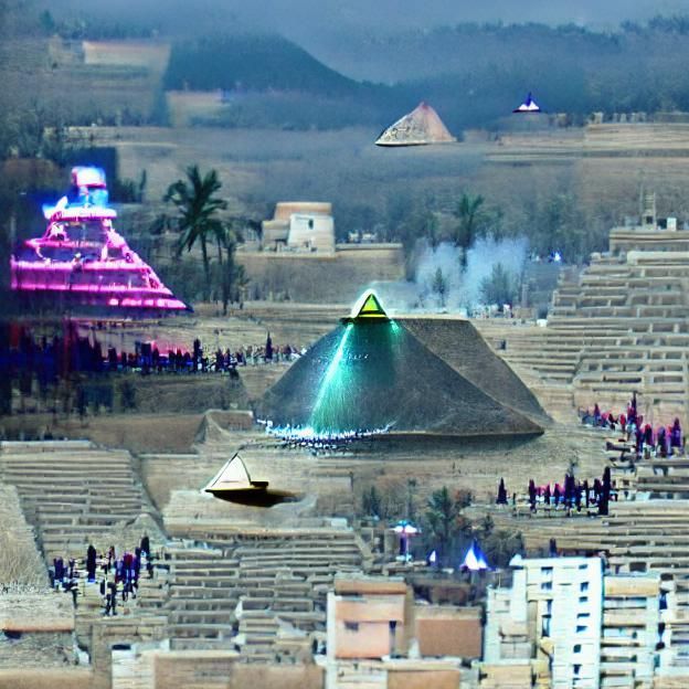 A UFO over a pyramid