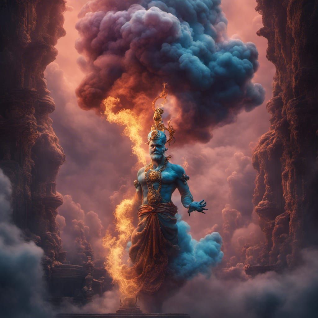 genie appearing out of a puff of smoke