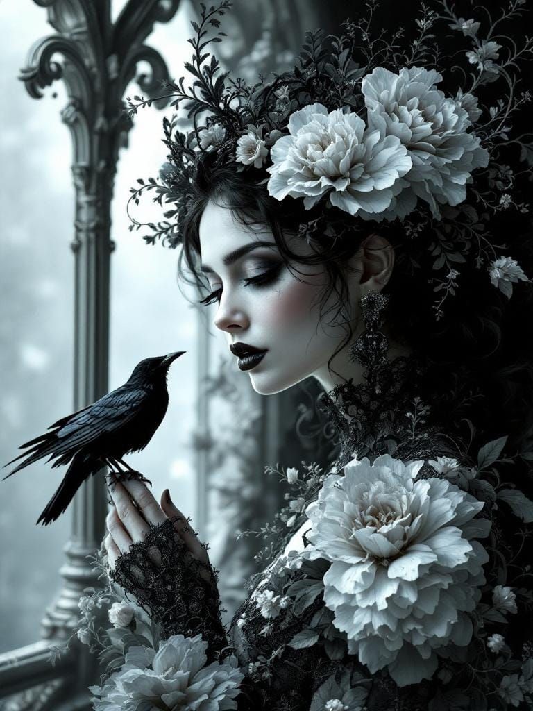 Woman's portrait - Romantic and Gothic style  by @Mev