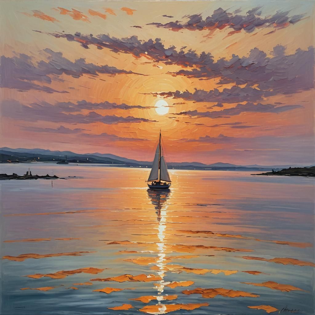 Sunset by the bay  by @pig-and-sheep