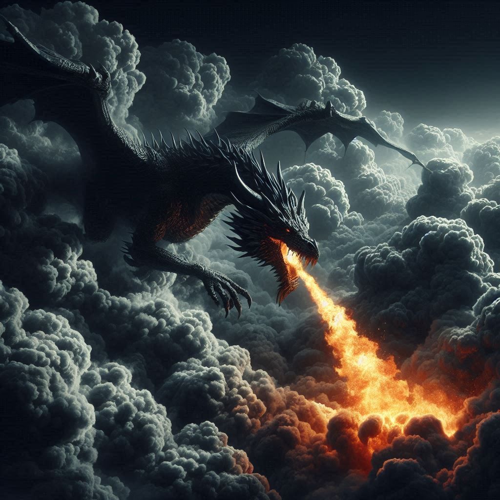 The dragon burns some villages.